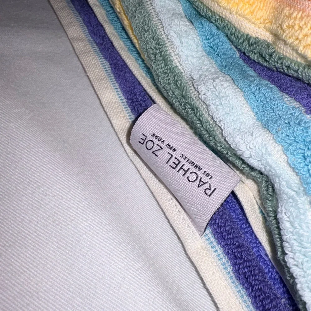 Rachel Zoe Bath Towel Set 30 x 56  Multicolor New Cotton Striped Fringe 4 piece